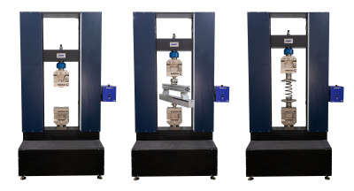 Universal Testing System equipped with wedge grips for tension testing, compression tests, and 3 point bend