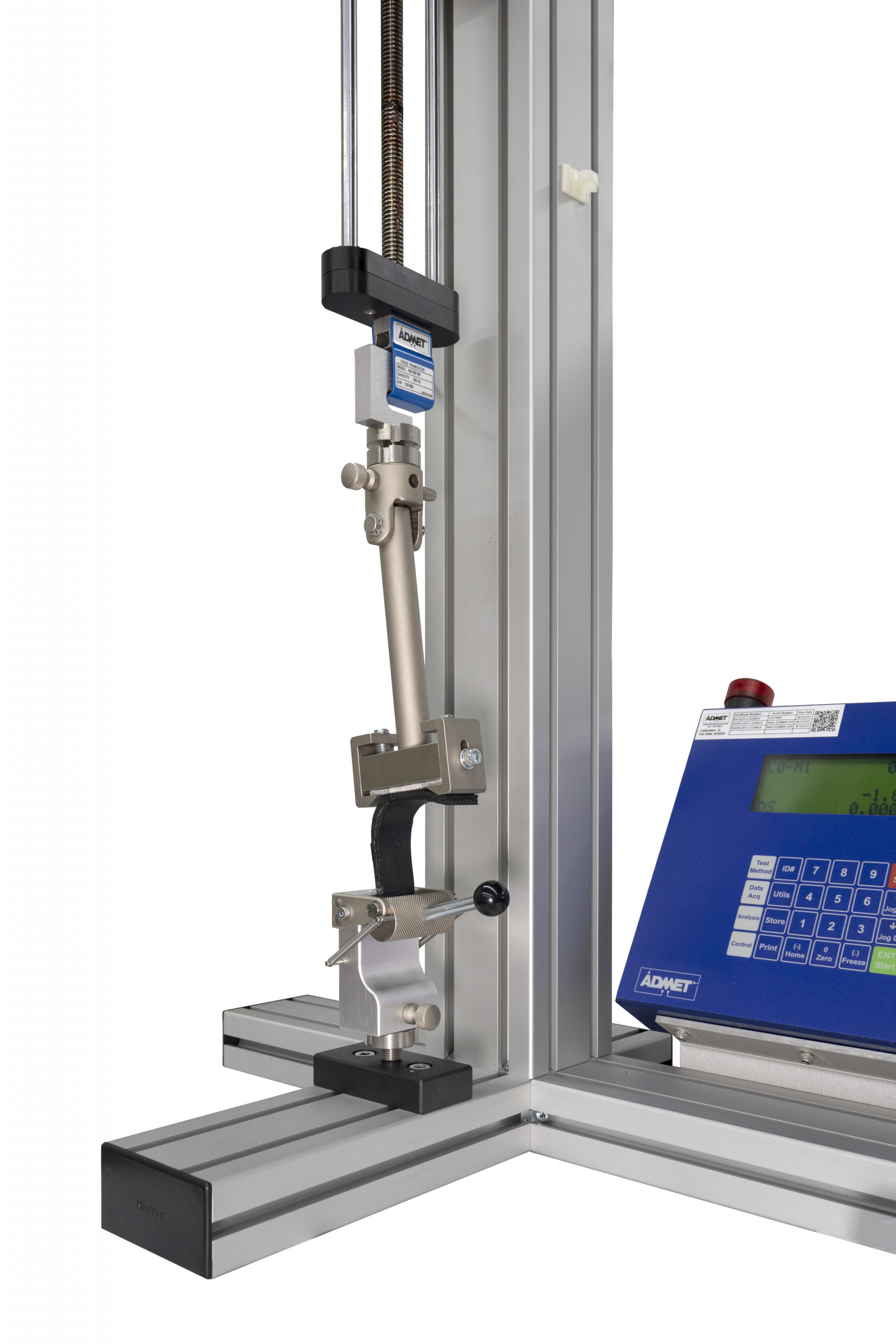 ASTM D429 Method B on a Single Column Universal Testing Machine Side Angle Close up