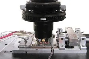 Bioreactor sitting on top of a microscope stage