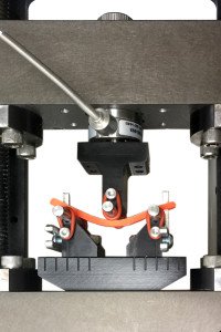 three point bend test performed in a small material testing machine